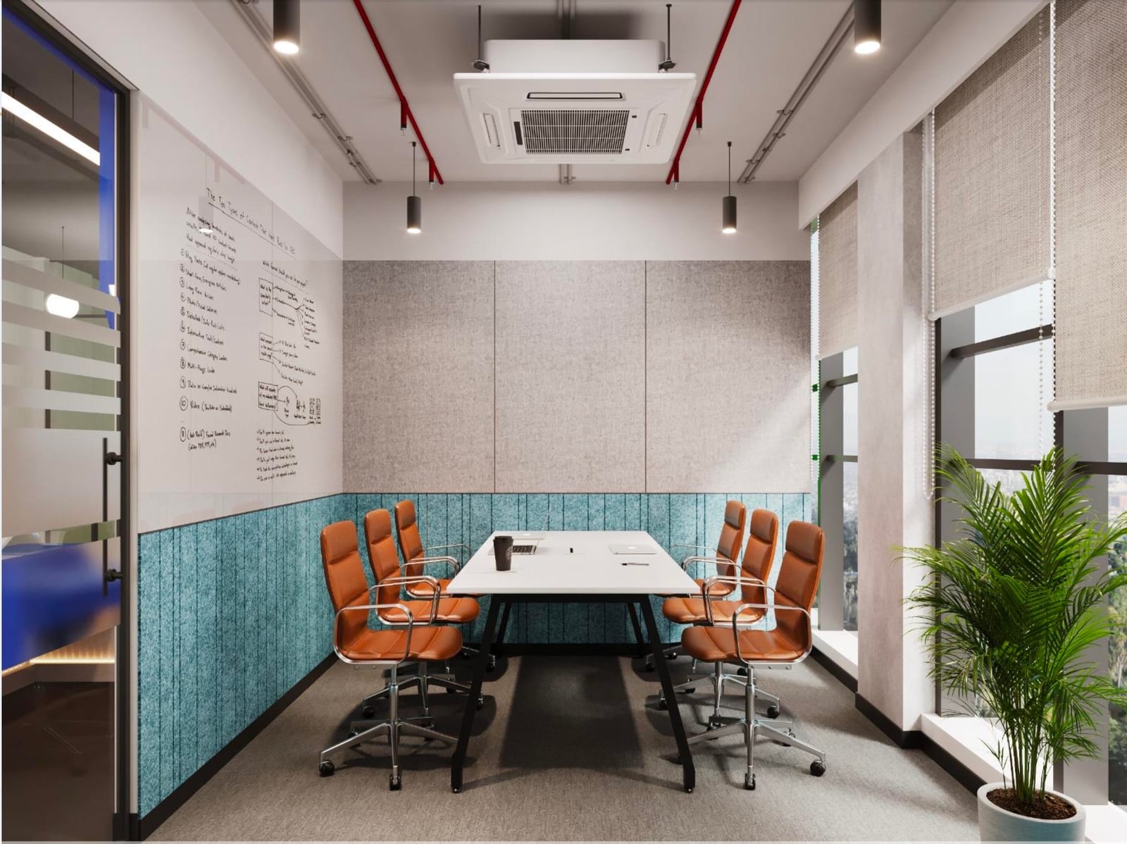 OneDesq meeting rooms, 6-seater huddle and 10-seater boardroom, Coimbatore