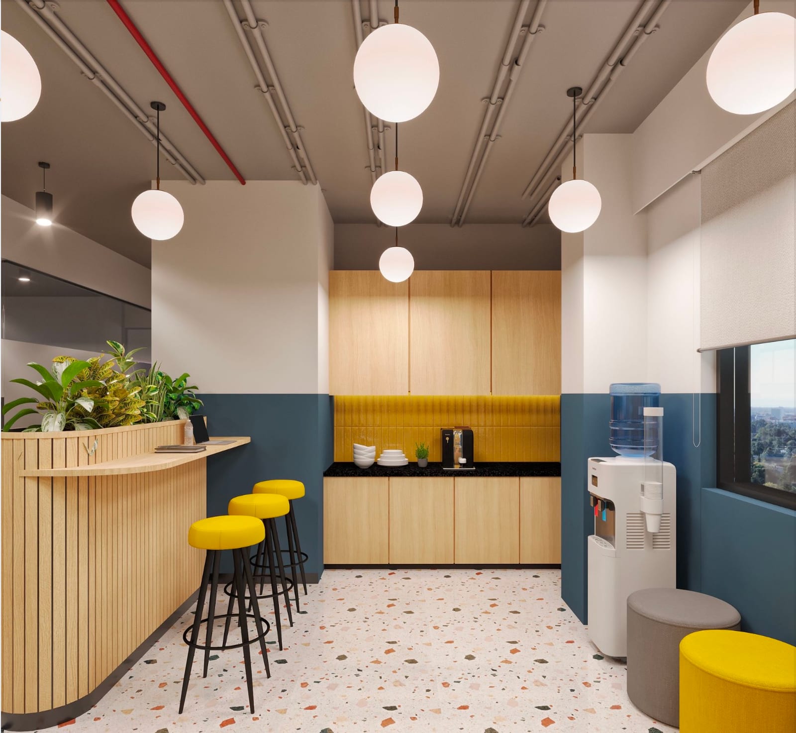 OneDesq cafeteria and pantry, complimentary coffee machine, Coimbatore